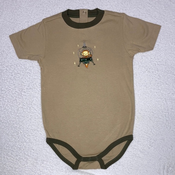 Gymboree Other - Vintage Gymboree space monkey tan olive green bodysuit short sleeve tee htf 3t